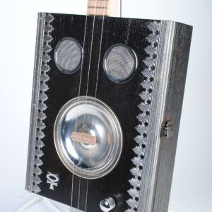 Closeup of resonator box guitar