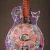 Mercury Lab Guitars Rezentine distressed plum finish close up