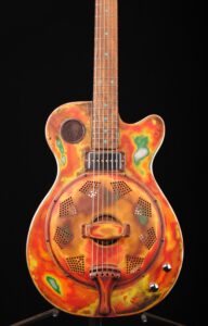 Mercury Lab Guitars Resolution orange/green distressed finish