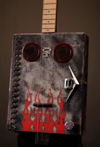 Flames Cigar Box Guitar Close